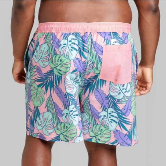 Original Use Mens 7" Inseam Swim Trunks Palm Print Pink - Picture 2 of 3